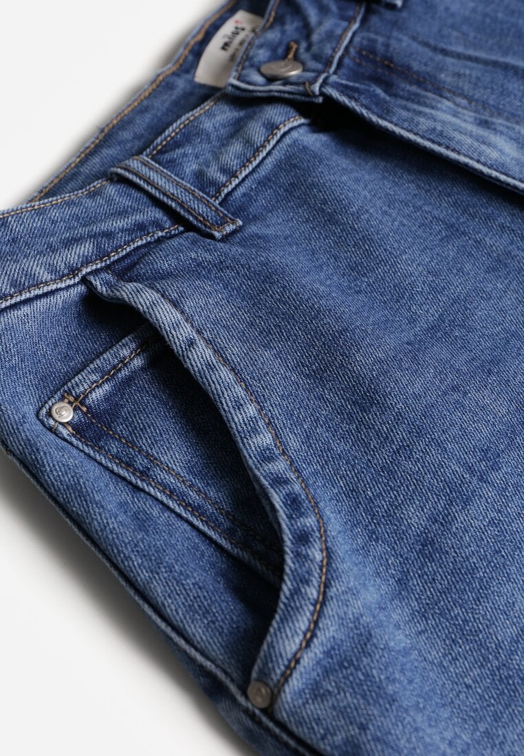 Niebieskie Jeansy High Waist z Szerokimi Nogawkami Fyserlia