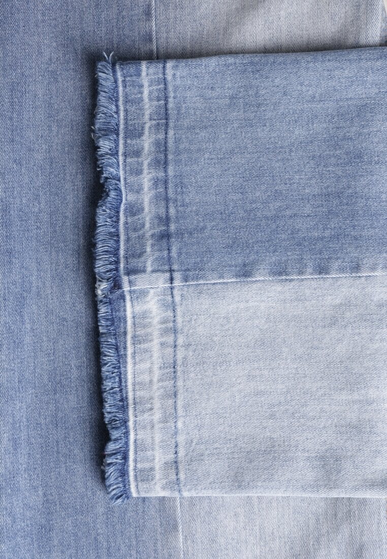 Niebieskie Jeansy High Waist Wide Leg w Dwóch Odcieniach Denimu Carilvienne