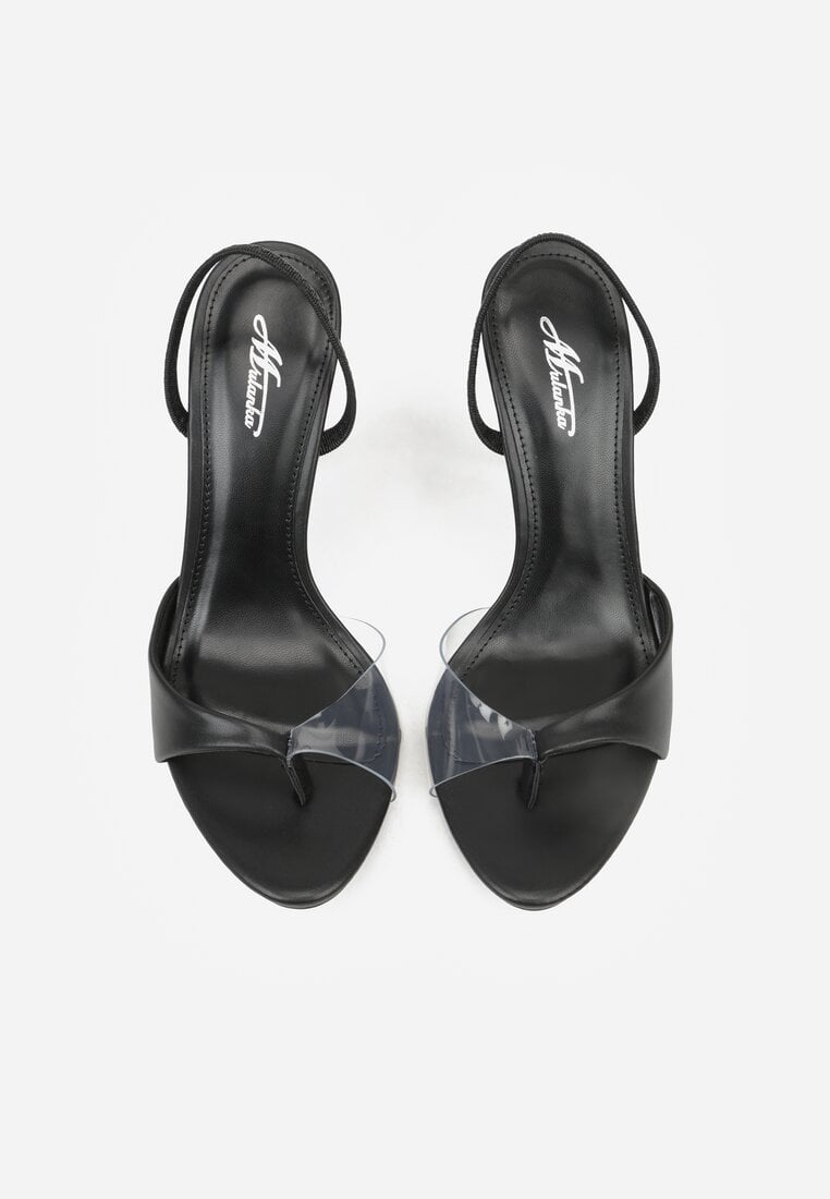 Czarne Sandały na Szpilce z Przezroczystymi Elementami Xilxaris