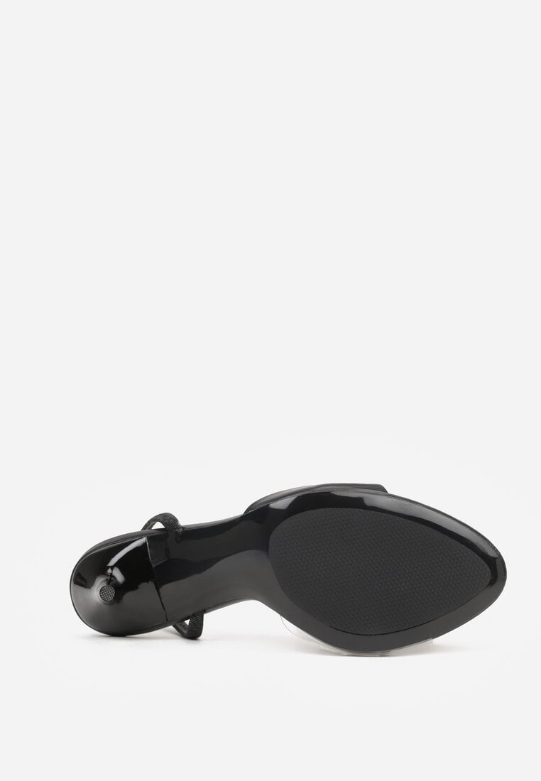 Czarne Sandały na Szpilce z Przezroczystymi Elementami Xilxaris