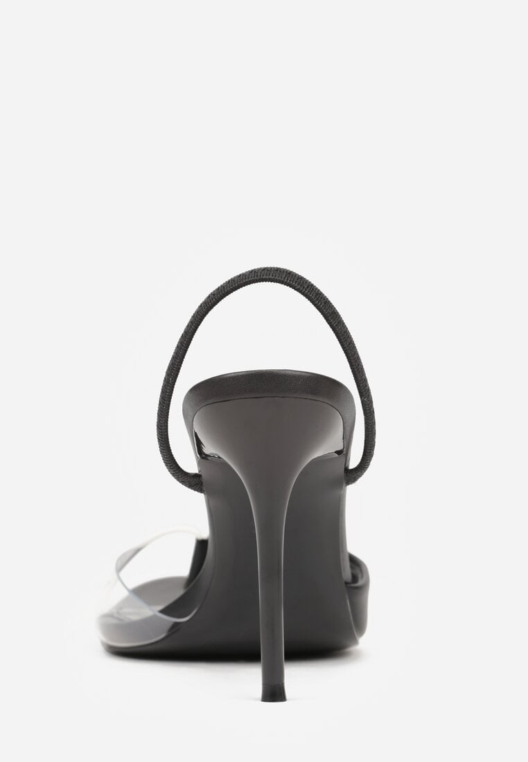 Czarne Sandały na Szpilce z Przezroczystymi Elementami Xilxaris