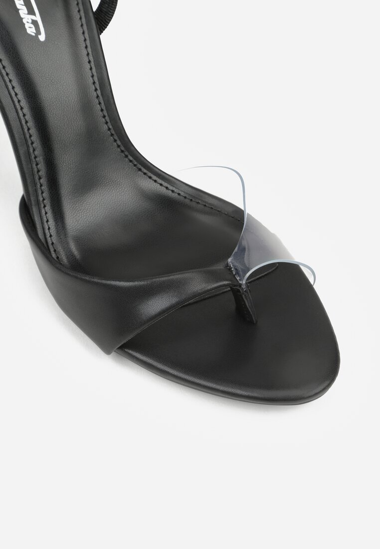 Czarne Sandały na Szpilce z Przezroczystymi Elementami Xilxaris