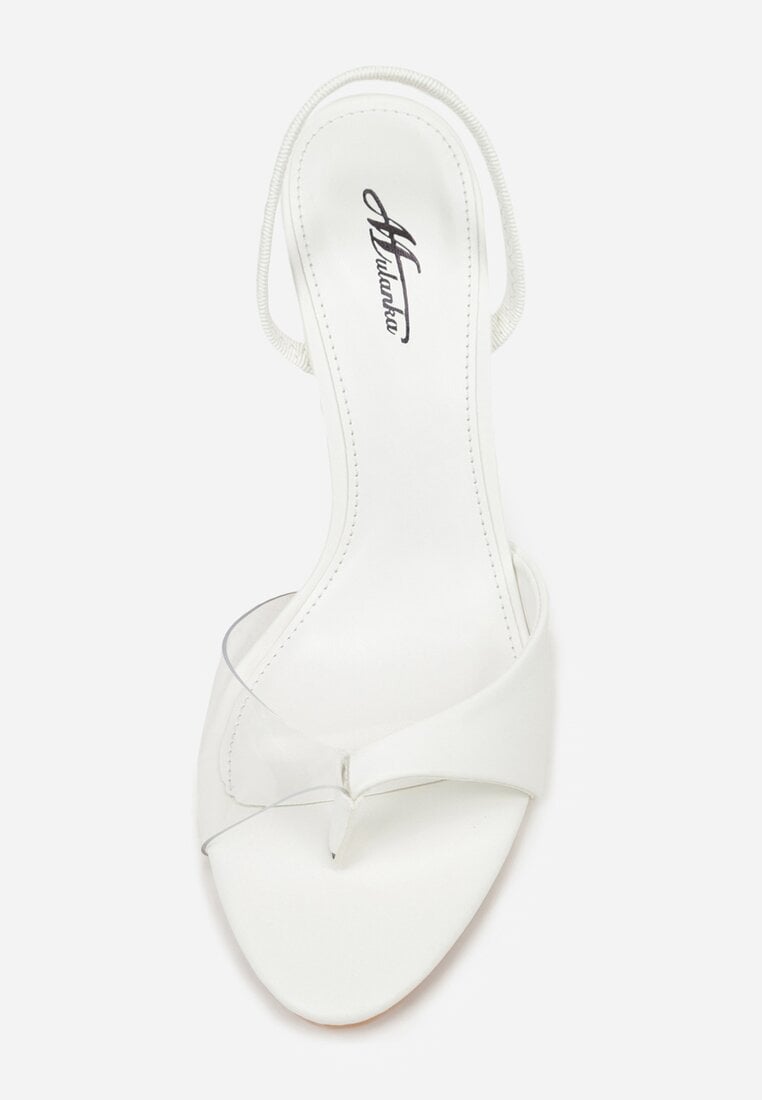 Białe Sandały na Szpilce z Przezroczystymi Elementami Xilxaris