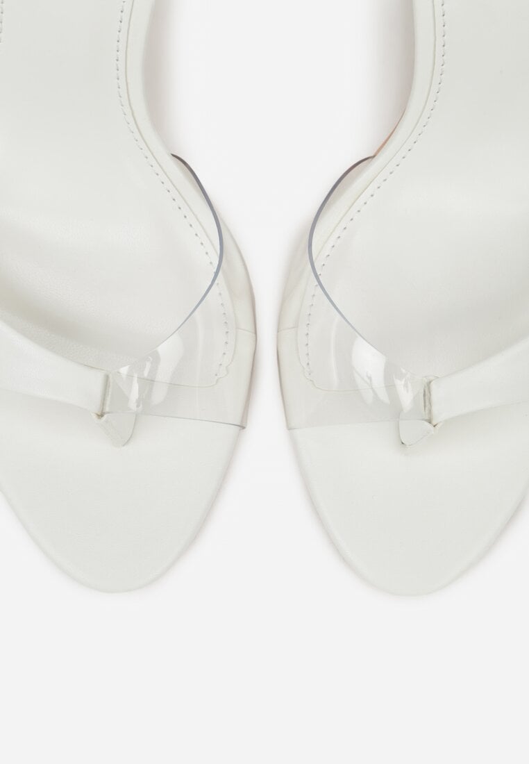 Białe Sandały na Szpilce z Przezroczystymi Elementami Xilxaris