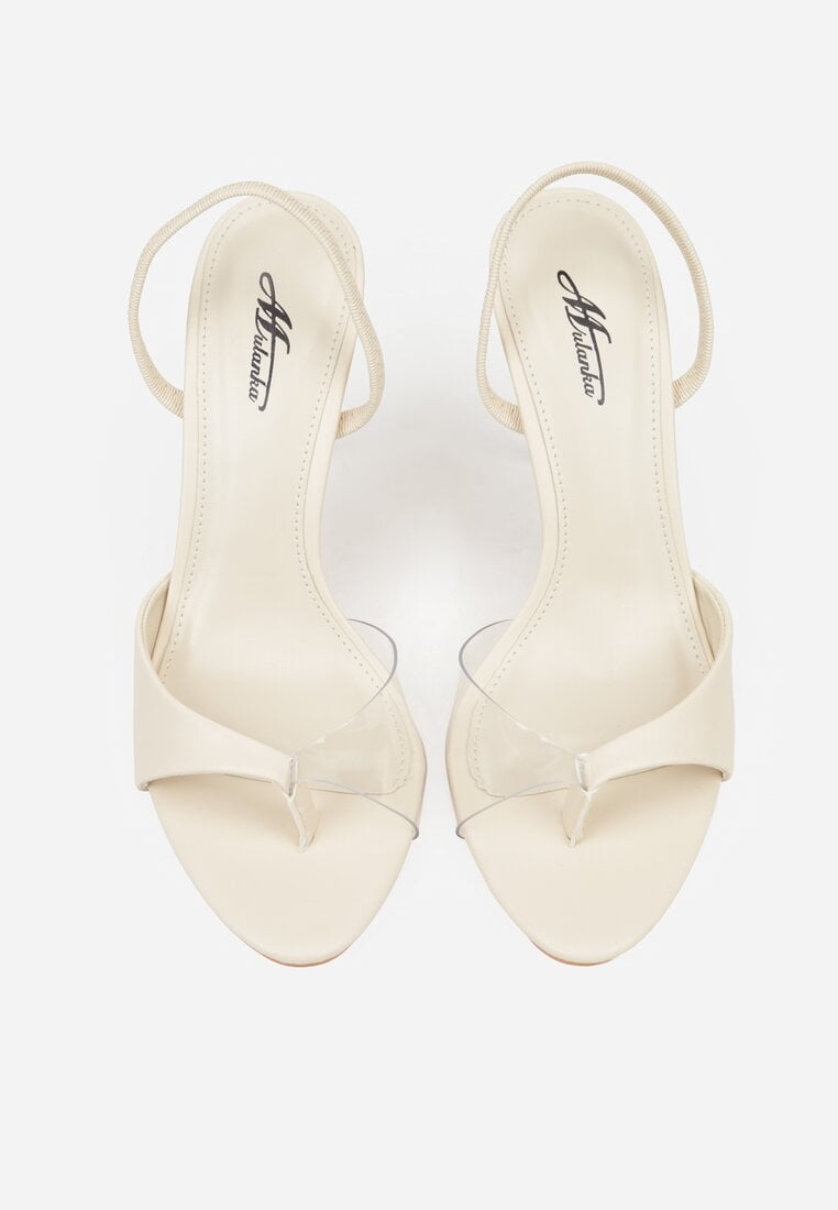 Beżowe Sandały na Szpilce z Przezroczystymi Elementami Xilxaris