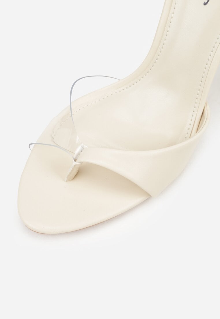 Beżowe Sandały na Szpilce z Przezroczystymi Elementami Xilxaris