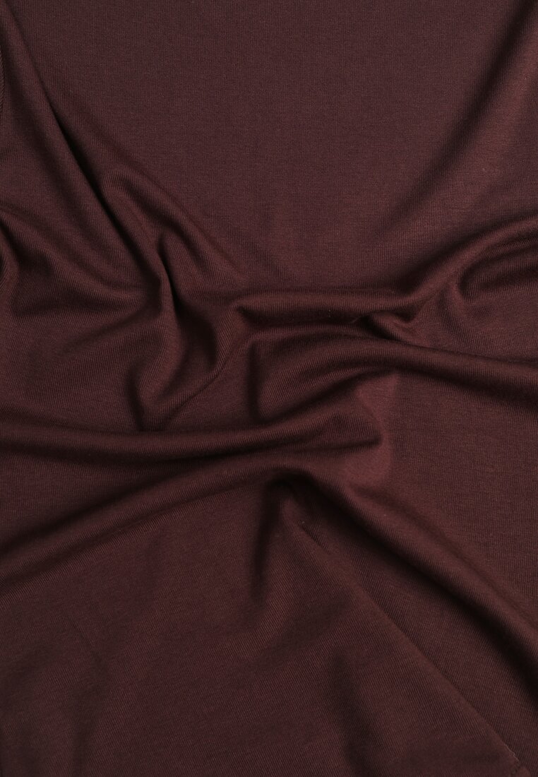 Brązowy Dopasowany T-shirt z Wiskozy z Dekoltem w Łódkę Vivianna