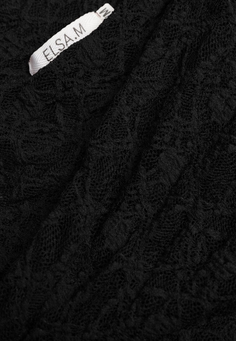 Czarna Asymetryczna Bluzka z Koronki na Jedno Ramię Olitheilise