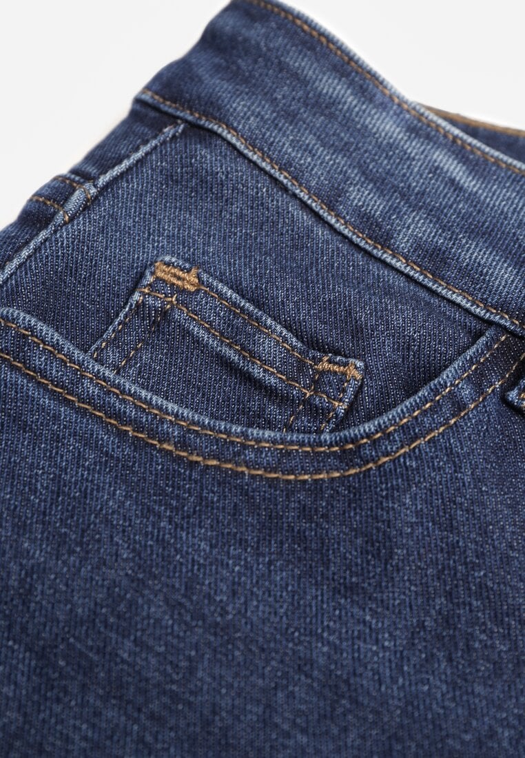 Niebieskie Jeansy Wide Leg Regular Waist z Bawełną i Domieszką Wiskozy Petocea