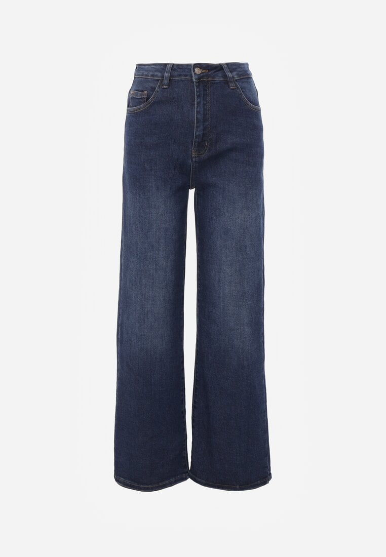 Niebieskie Jeansy Wide Leg Regular Waist z Bawełną i Domieszką Wiskozy Petocea
