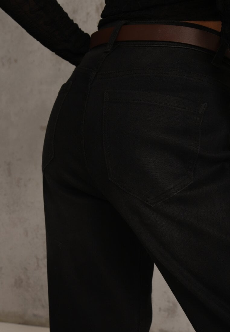 Czarne Jeansy Straight Leg High Waist z Bawełną i Dodatkiem Wiskozy Vilinoris