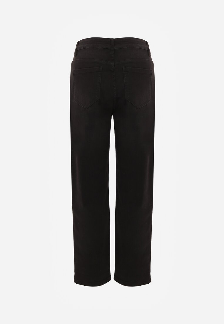 Czarne Jeansy Straight Leg High Waist z Bawełną i Dodatkiem Wiskozy Vilinoris
