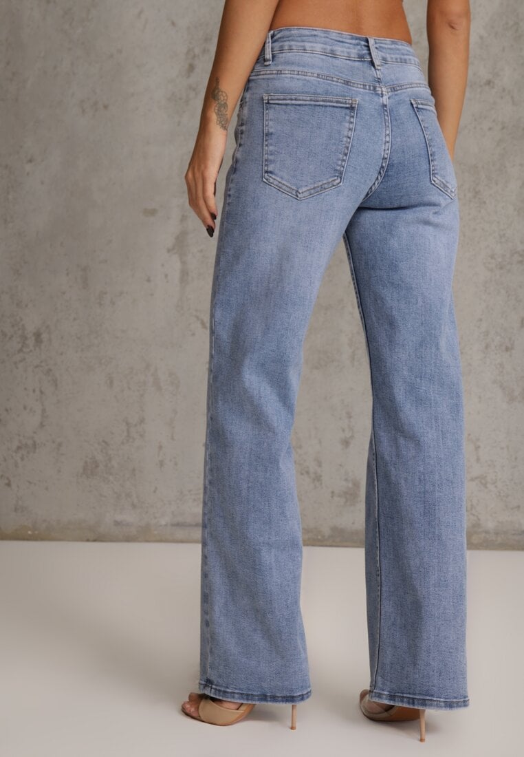 Niebieskie Jeansy Wide Leg Regular Waist z Bawełną i Dodatkiem Wiskozy Jeniemala