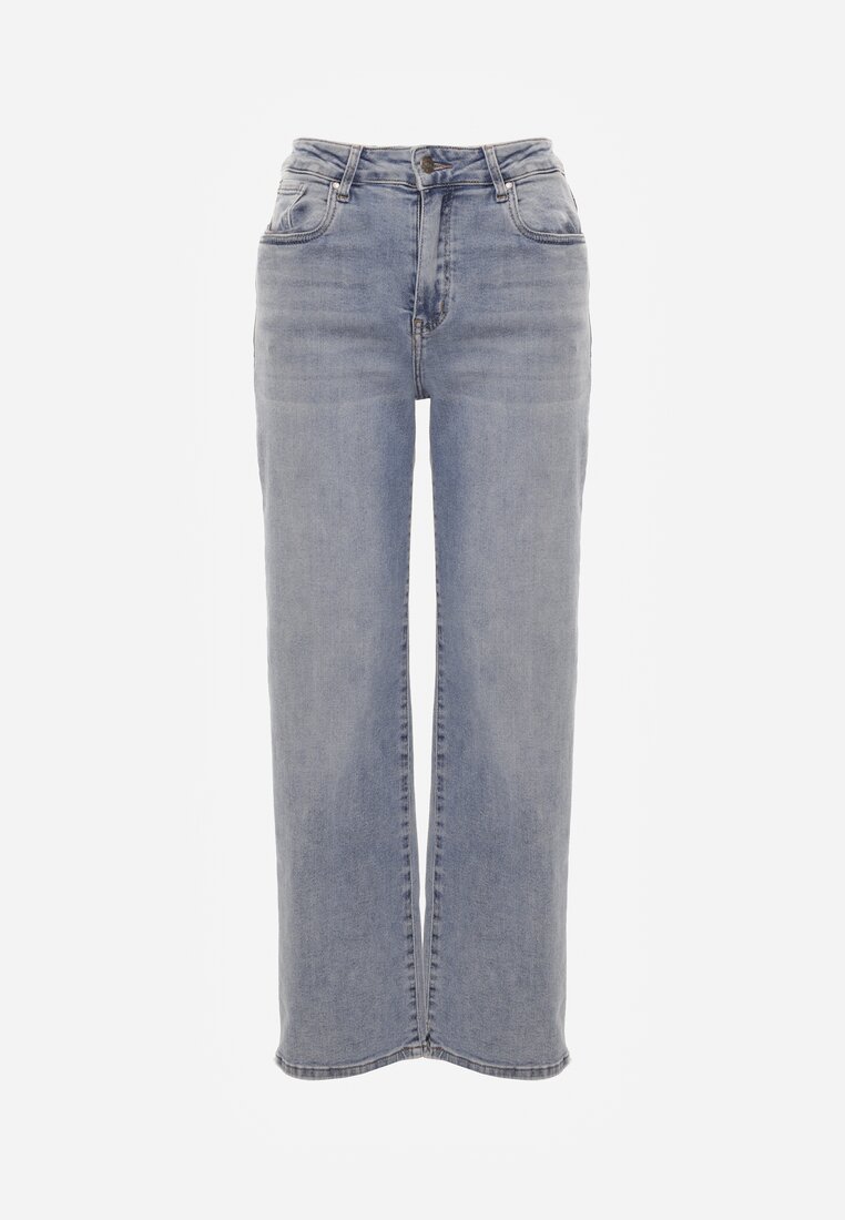 Niebieskie Jeansy Wide Leg Regular Waist z Bawełną i Dodatkiem Wiskozy Jeniemala