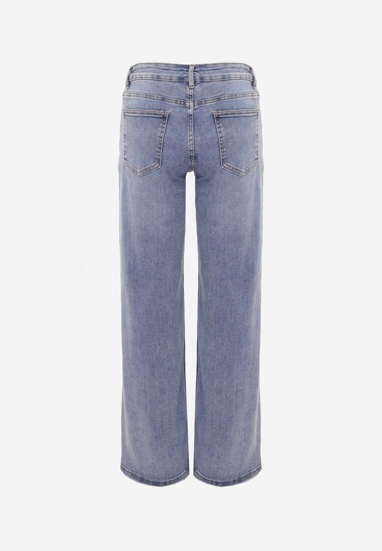Niebieskie Jeansy Wide Leg Regular Waist z Bawełną i Dodatkiem Wiskozy Jeniemala