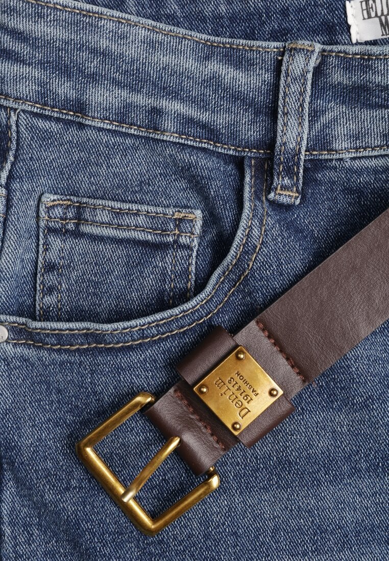 Niebieskie Jeansy Wide Leg High Waist z Bawełną i Dodatkiem Wiskozy Phrixanise