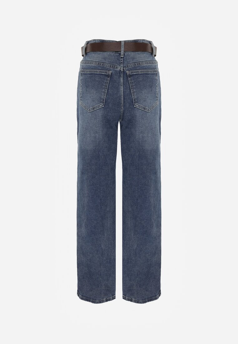 Niebieskie Jeansy Wide Leg High Waist z Bawełną i Dodatkiem Wiskozy Phrixanise