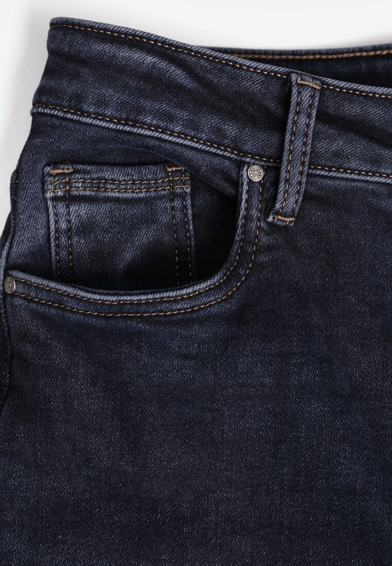 Niebieskie Jeansy z Bawełną o Kroju High Waist Straight Leg Rhaenithe