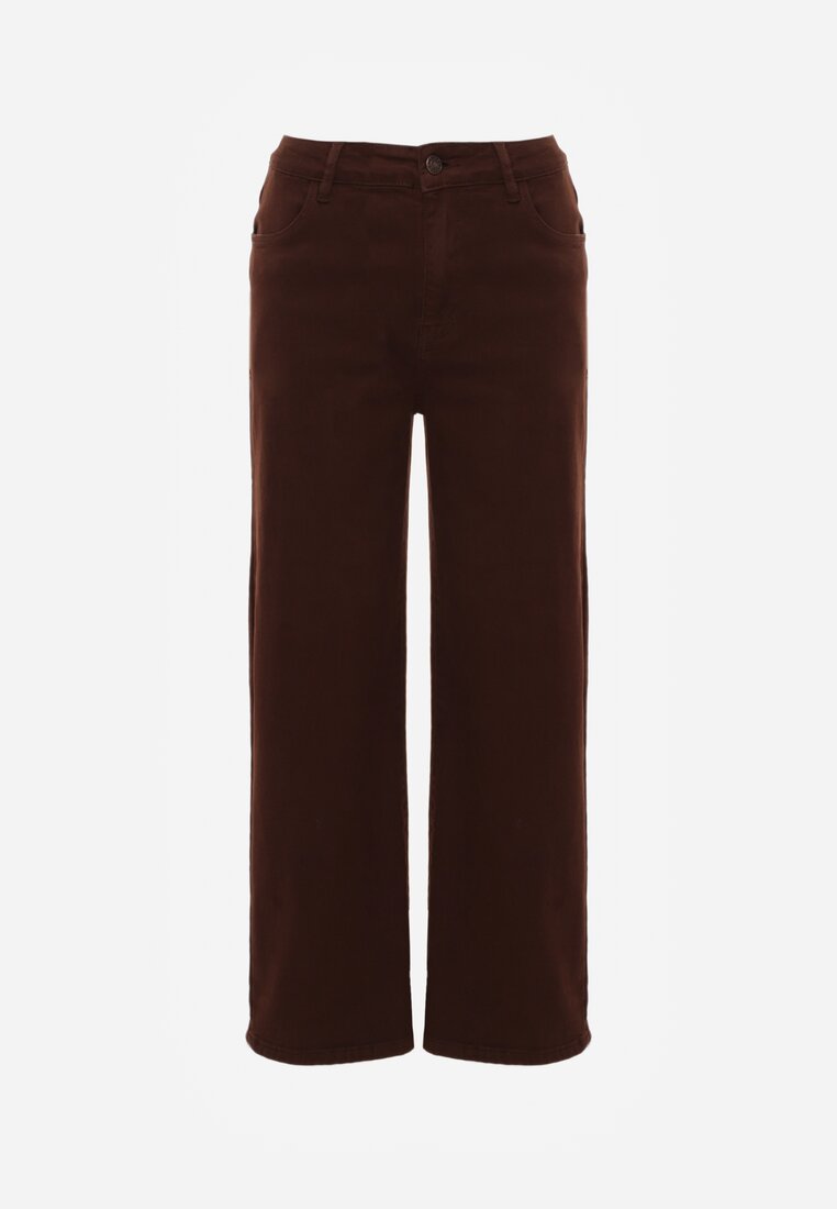 Ciemnobrązowe Szerokie Jeansy High Waist z Bawełny Physossia
