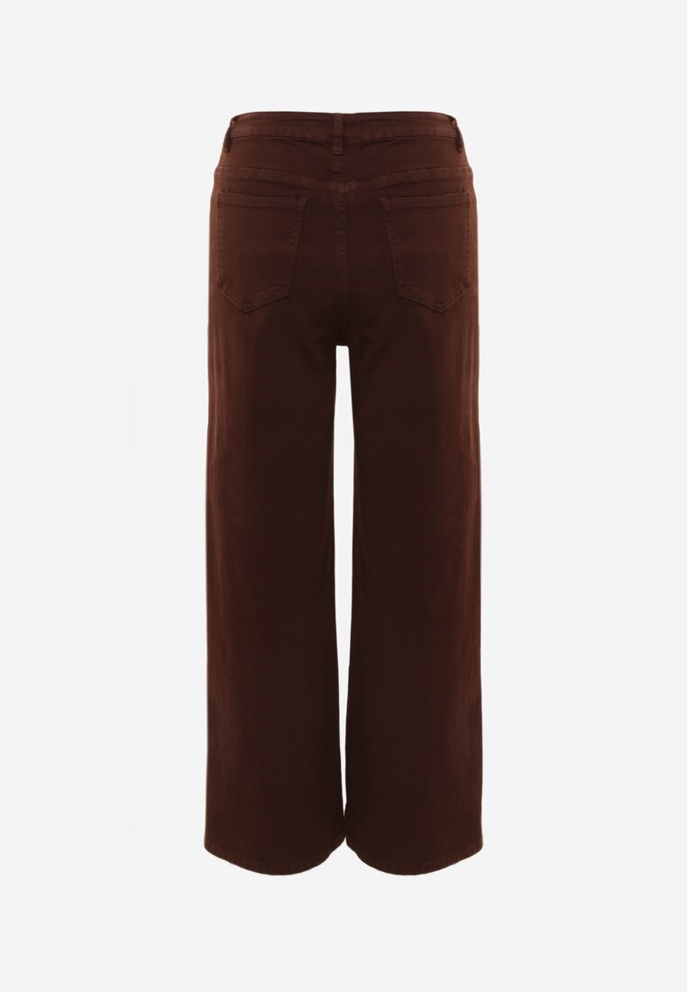 Ciemnobrązowe Szerokie Jeansy High Waist z Bawełny Physossia