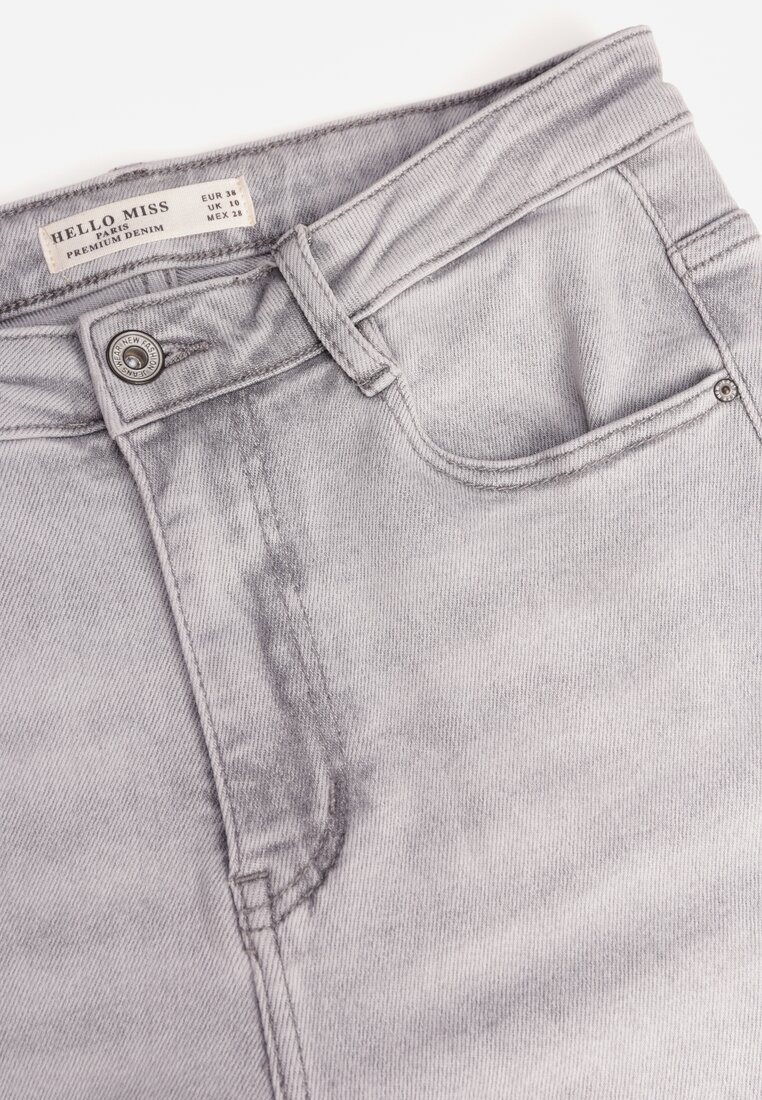 Szare Jeansy Flare High Waist z Bawełny Ginerial