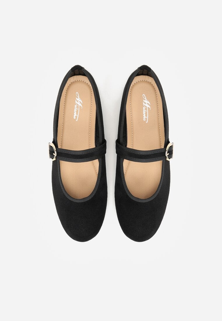 Czarne Balerinki Mary Jane z Klamrą Zaurg