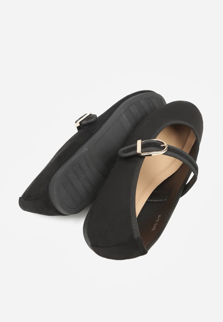 Czarne Balerinki Mary Jane z Klamrą Zaurg