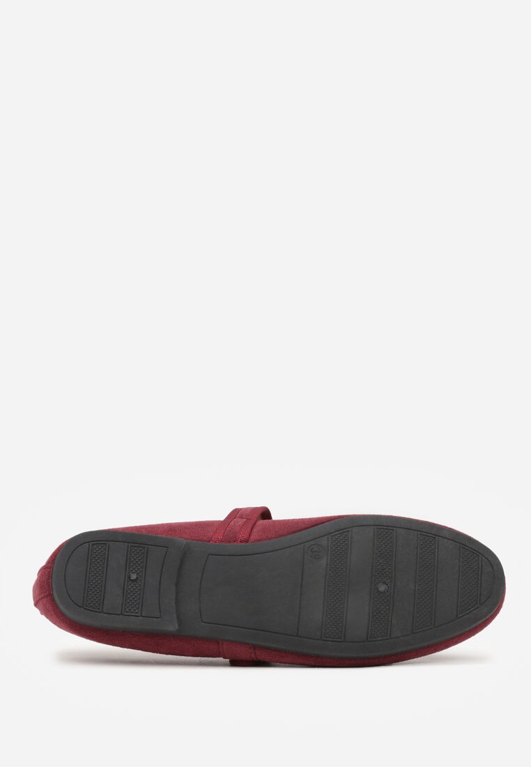 Bordowe Balerinki Mary Jane z Klamrą Zaurg