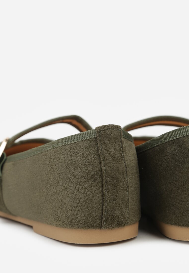 Zielone Balerinki Mary Jane z Klamrą Zaurg