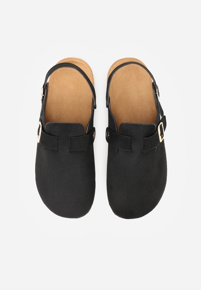 Czarne Sandały Typu Chodaki z Klamrami Silvermore
