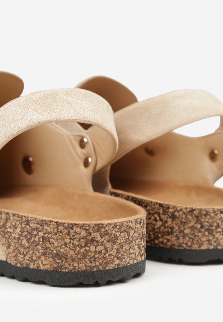 Beżowe Sandały Typu Chodaki z Klamrami Silvermore