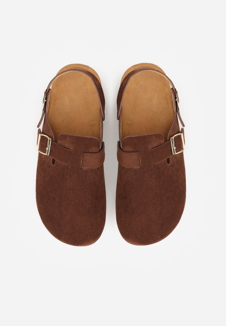 Brązowe Sandały Typu Chodaki z Klamrami Silvermore