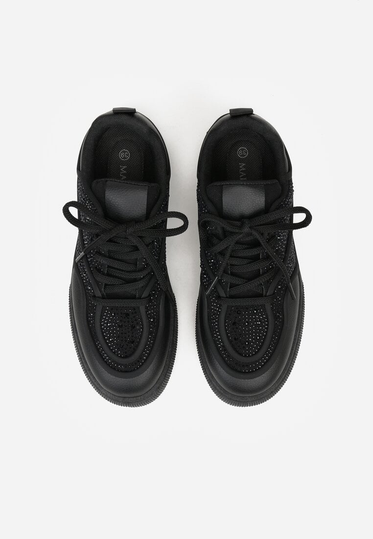 Czarne Sneakersy na Platformie Ozdobione Cyrkoniami Kyllyss