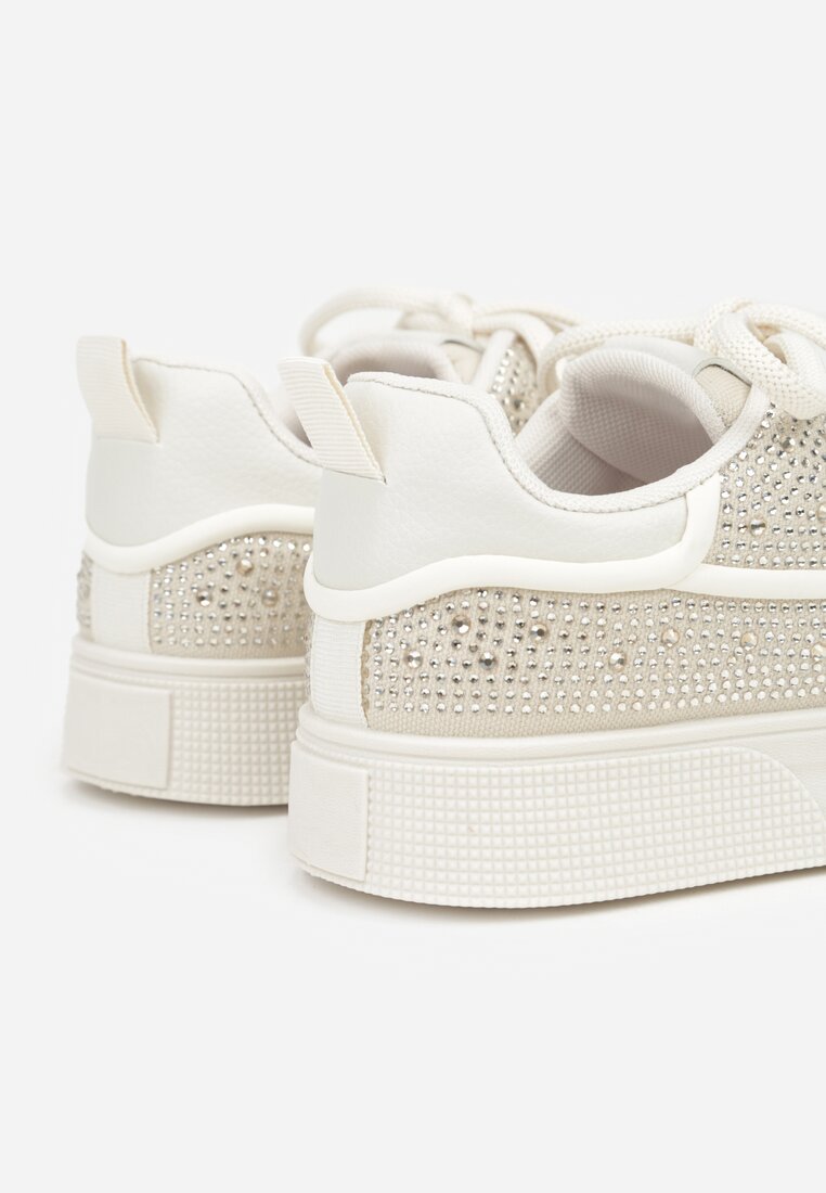 Beżowe Sneakersy na Platformie Ozdobione Cyrkoniami Kyllyss