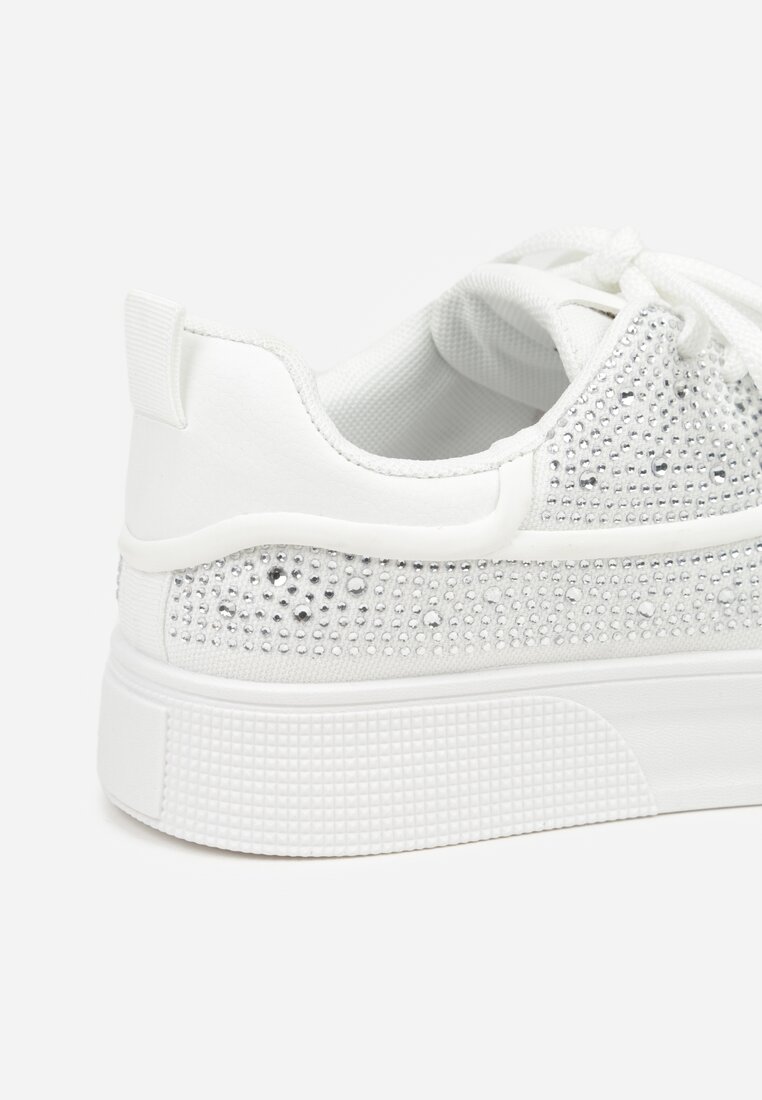 Białe Sneakersy na Platformie Ozdobione Cyrkoniami Kyllyss
