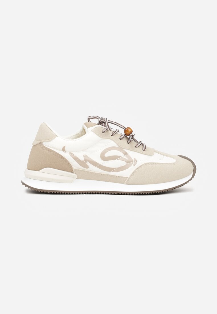 Beżowe Sneakersy Ozdobione Geometrycznym Motywem Phiaronei