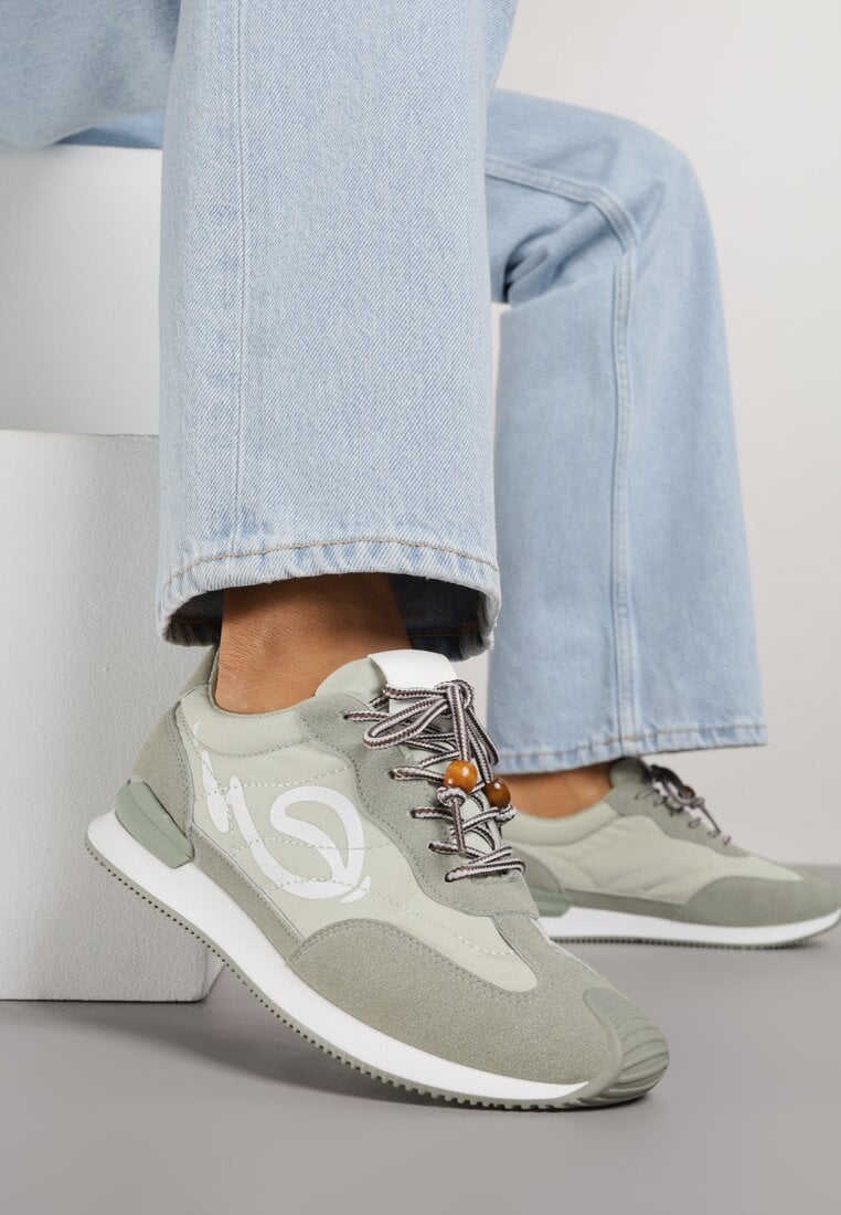 Zielone Sneakersy Ozdobione Geometrycznym Motywem Phiaronei