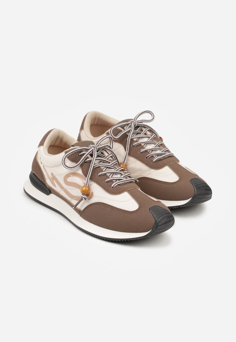 Brązowe Sneakersy Ozdobione Geometrycznym Motywem Phiaronei