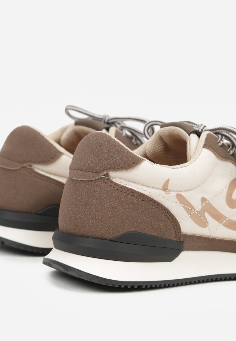 Brązowe Sneakersy Ozdobione Geometrycznym Motywem Phiaronei