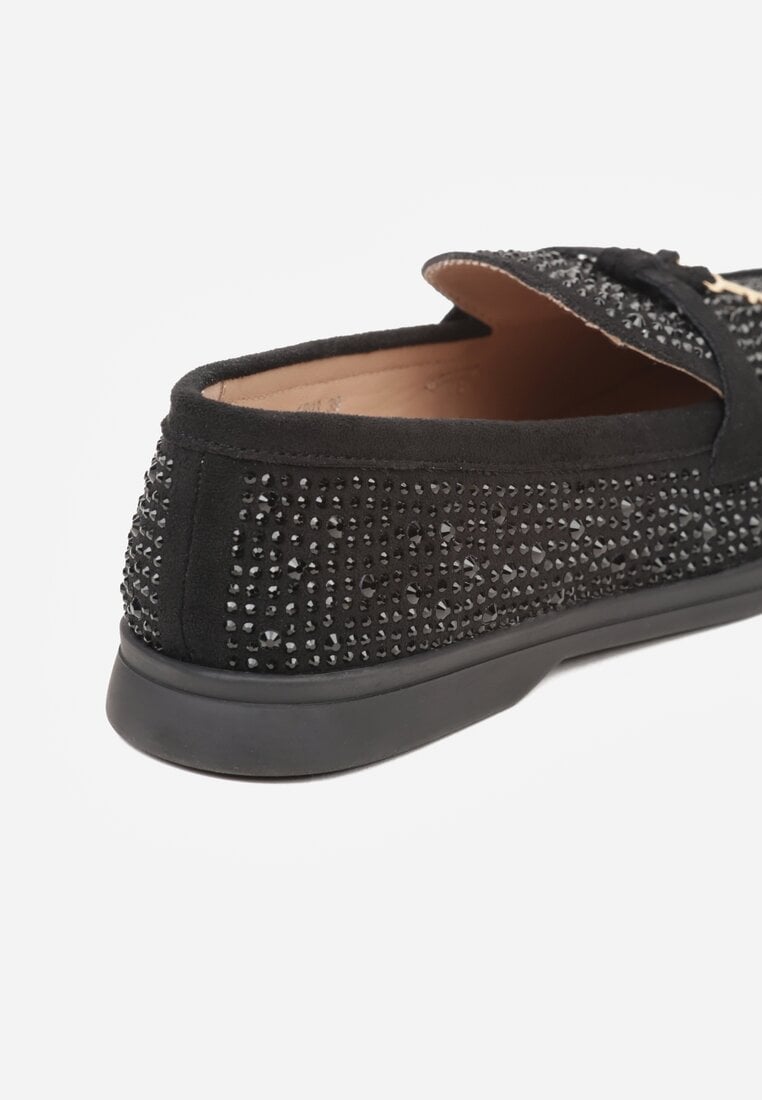 Czarne Mokasyny z Cyrkoniami i Ozdobami Distantsteam