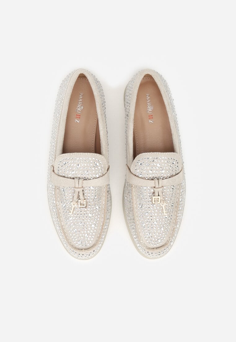 Szare Mokasyny z Cyrkoniami i Ozdobami Distantsteam