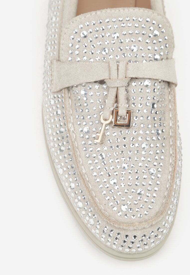 Szare Mokasyny z Cyrkoniami i Ozdobami Distantsteam