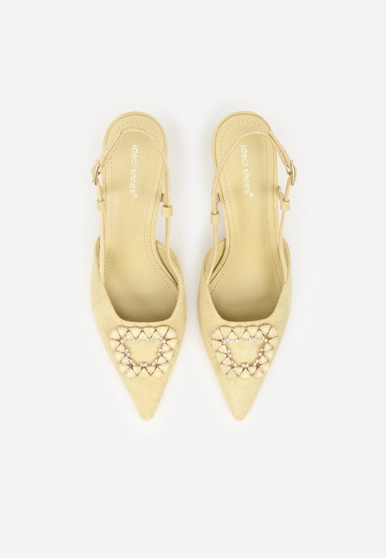 Beżowe Sandały na Szpilce Ozdobione Aplikacją z Cyrkoniami Orinriane