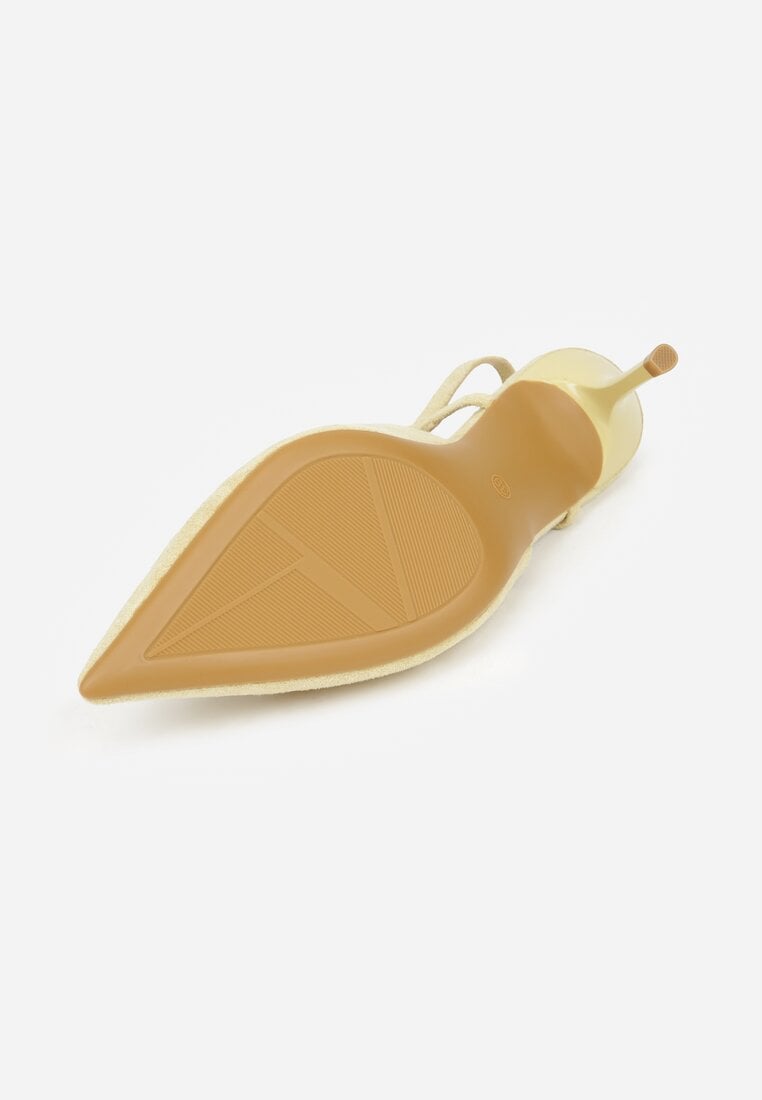 Beżowe Sandały na Szpilce Ozdobione Aplikacją z Cyrkoniami Orinriane