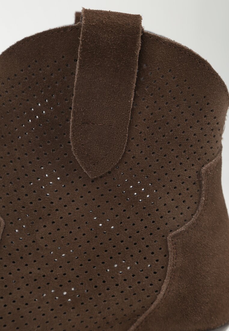 Ciemnobrązowe Botki Typu Kowbojki na Stożku ze Skóry Naturalnej Clearfeather