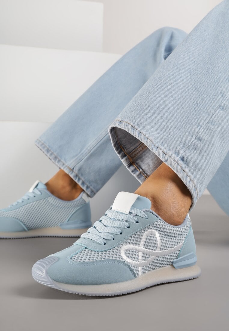 Niebieskie Sneakersy z Geometrycznym Wzorem Dawnfallow