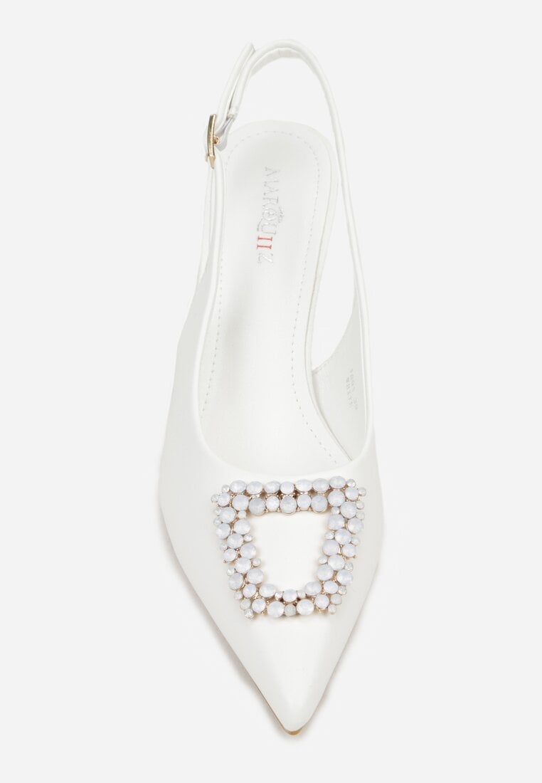 Białe Sandały na Szpilce Ozdobione Aplikacją z Cyrkoniami Isleheart