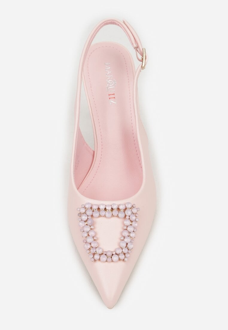 Różowe Sandały na Szpilce Ozdobione Aplikacją z Cyrkoniami Isleheart