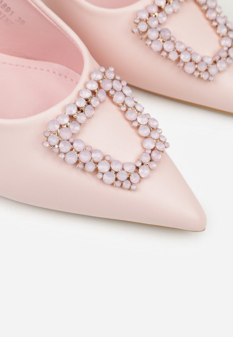 Różowe Sandały na Szpilce Ozdobione Aplikacją z Cyrkoniami Isleheart