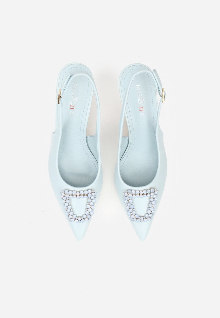 Niebieskie Sandały na Szpilce Ozdobione Aplikacją z Cyrkoniami Isleheart